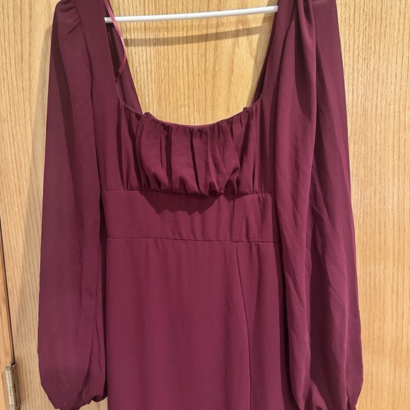 Windsor Burgundy Long Sleeve Square Neck Dress - Picture 7 of 12